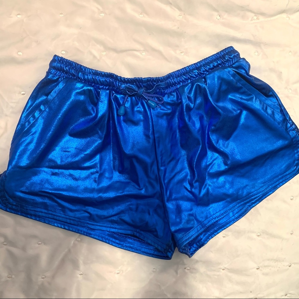 Blue metallic shorts size S